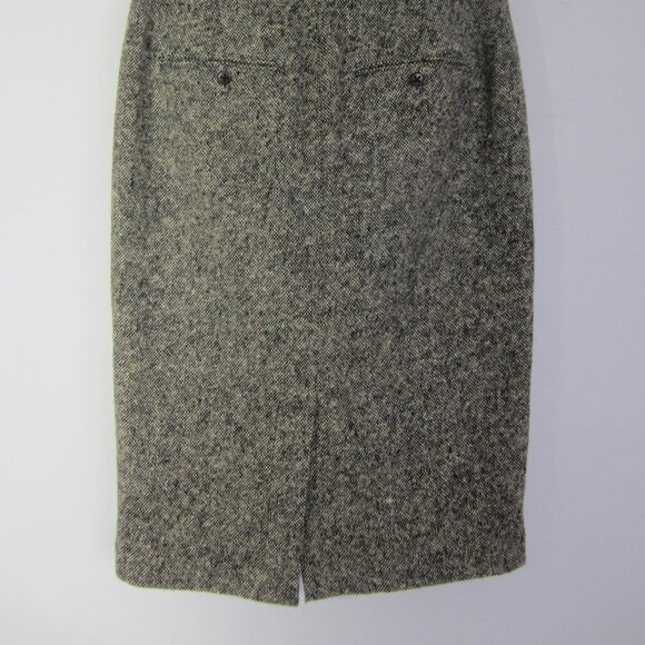Vtg Rugby Ralph Lauren Women 8 Black Ivory Tweed Wool Pencil Skirt Front Zip 29" - Picture 10 of 10